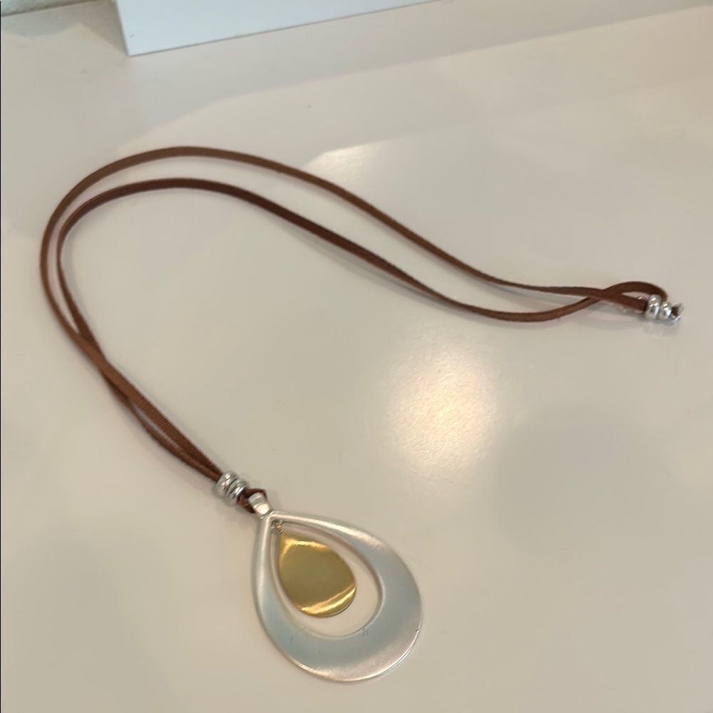Lucky Brand Silver and Gold Layered Pendant Necklace - Picture 4 of 5